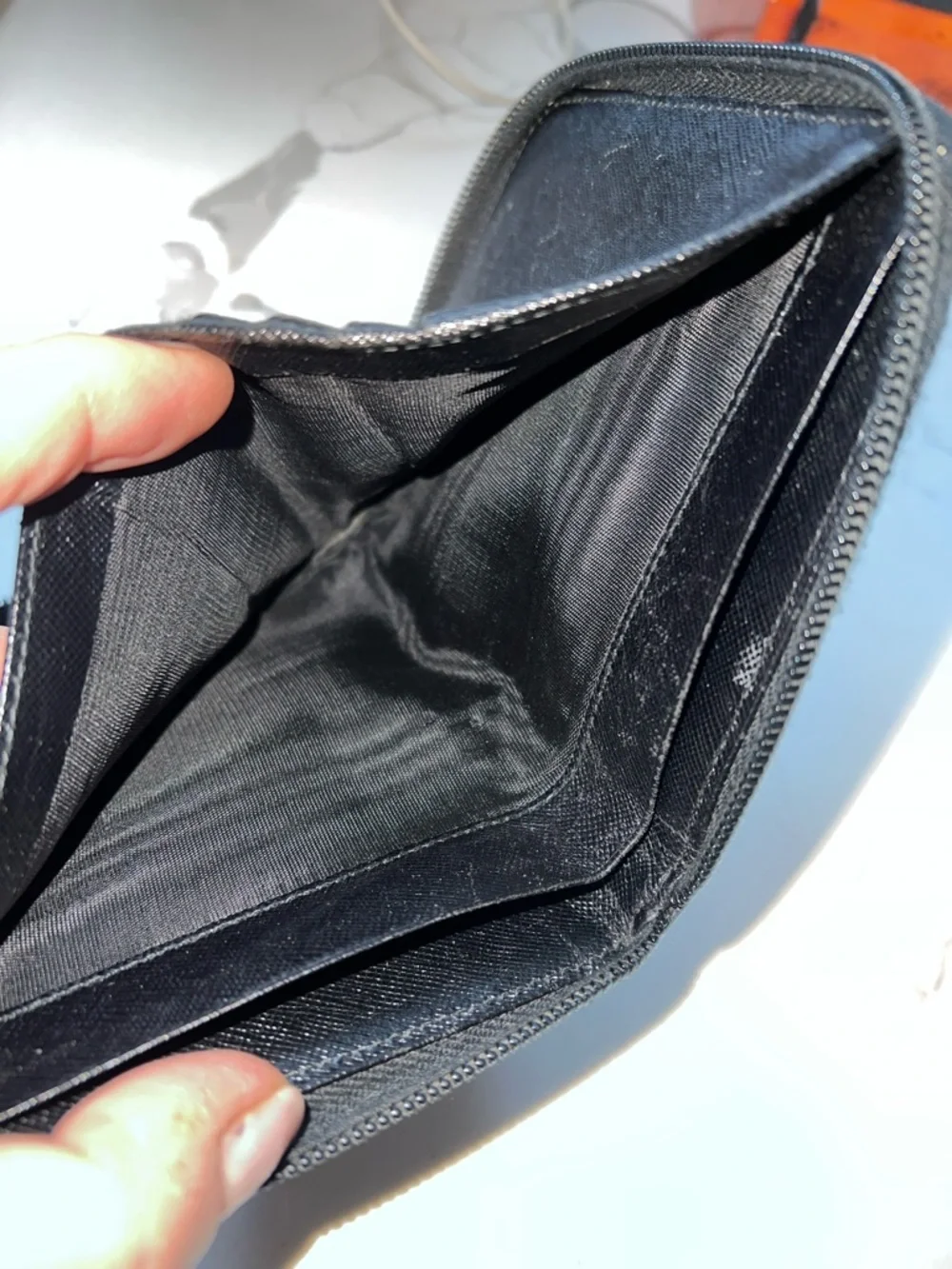 Prada Black Saffiano Leathet Zip Around Bifold Wallet